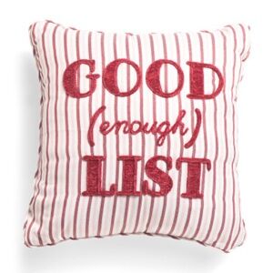 NEW Bouffants & Broken Hearts 18" Good Enough List Christmas Throw Pillow